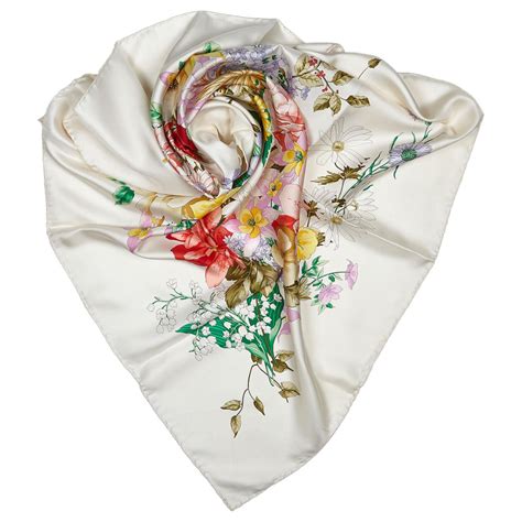 gucci floral silk scarf|Gucci silk scarf women.